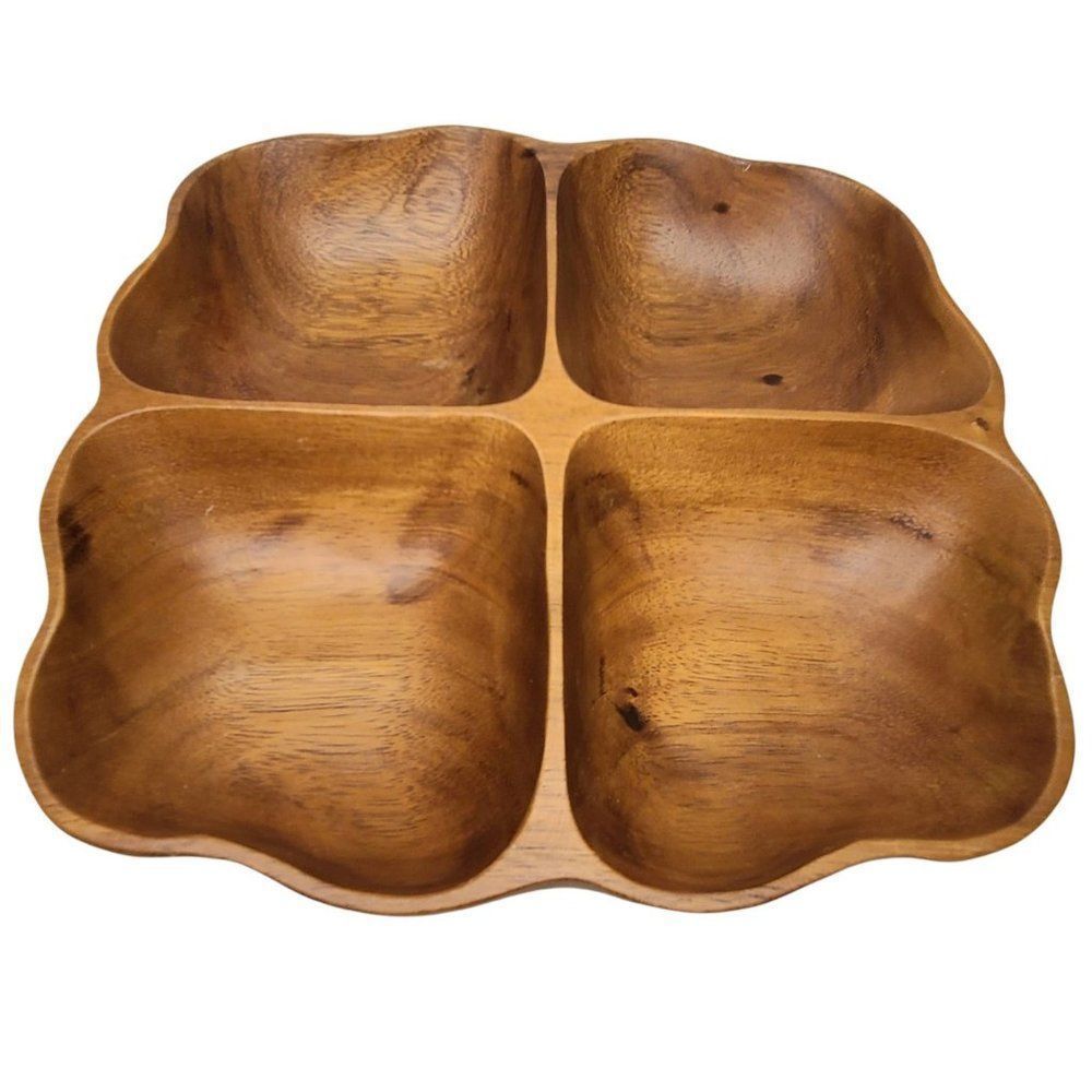 VTG MonkeyPod Wood Divided SERVING Tray made in Philipines‎ Beautiful